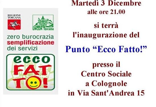 “ECCO FATTO!”, L’INAUGURAZIONE MARTEDÌ 3 NOVEMBRE ALLE 21