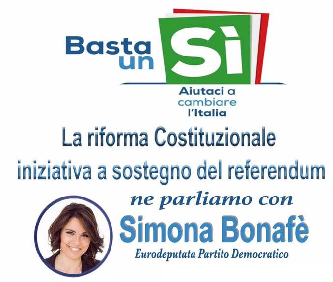 L’EUROPARLAMENTARE SIMONA BONAFÈ (PD) A COLLESALVETTI PER SPIEGARE LE RAGIONI DEL SÍ AL REFERENDUM
