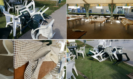 ANCORA VANDALISMO ALL’AREA FESTE DI VICARELLO: SEDIE ROTTE E LANCIATE SUI TETTI, TOVAGLIE STRAPPATE…