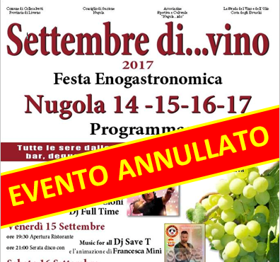 ANNULLATO L’EVENTO “SETTEMBRE DI…VINO” A NUGOLA