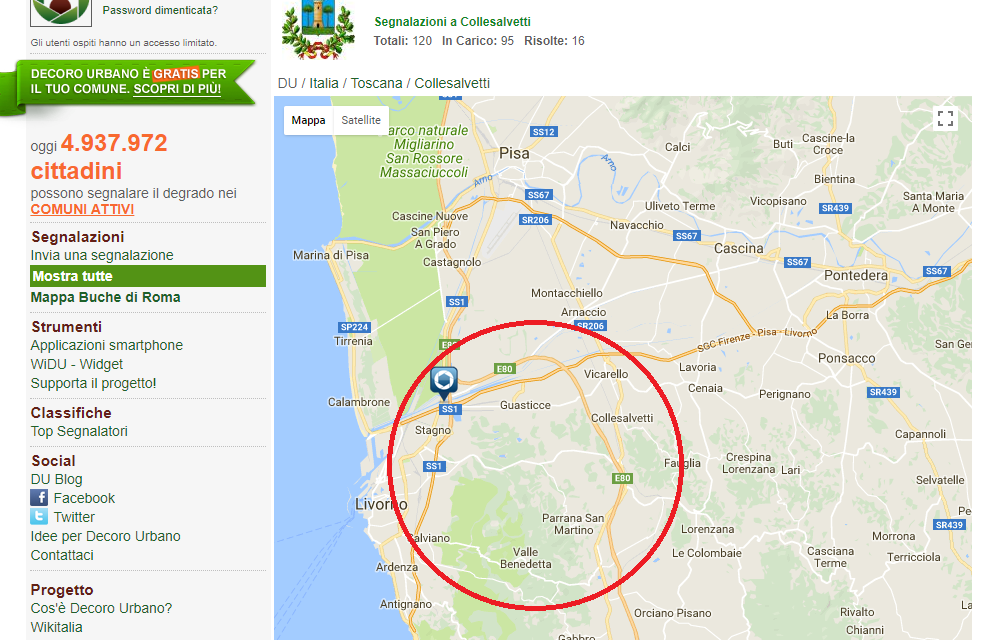 “DECORO URBANO”, ECCO IL BILANCIO DEL SISTEMA DI SEGNALAZIONE DEL DEGRADO: 16 RISOLTE E 95 IN CARICO