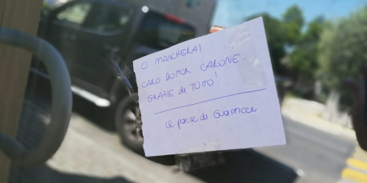 LA FAMIGLIA CARONE RINGRAZIA TUTTI COLORO CHE SONO STATI VICINI IN QUESTO MOMENTO DI DOLORE