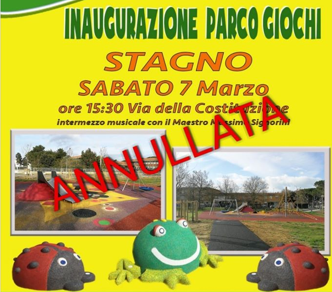 ANNULLATA L’INAUGURAZIONE DEL PARCO GIOCHI A STAGNO