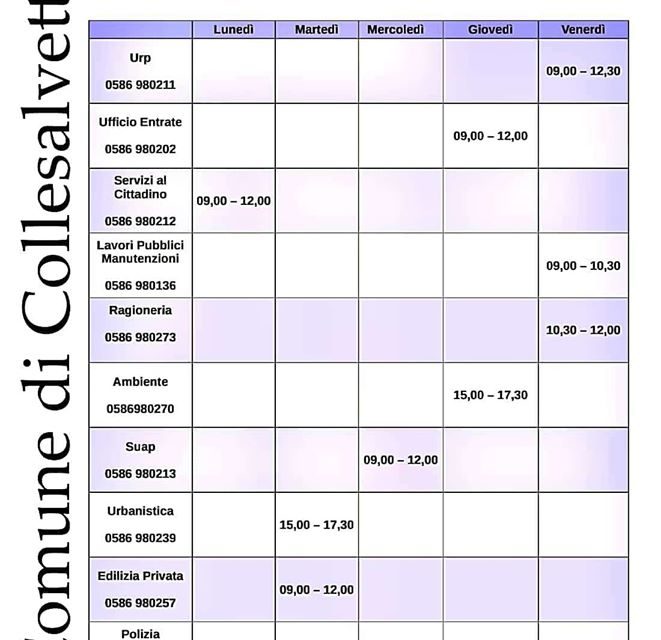 DA OGGI, LUNEDÌ 11 MAGGIO, RIAPRONO GLI UFFICI COMUNALI