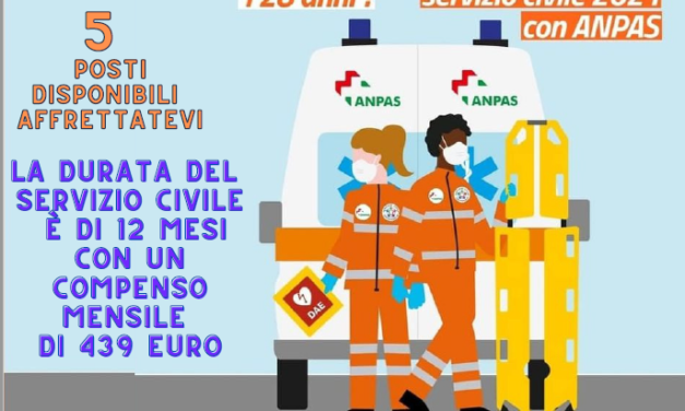 SERVIZIO CIVILE ALLA PUBBLICA ASSISTENZA DI COLLESALVETTI: 5 I POSTI DISPONIBILI