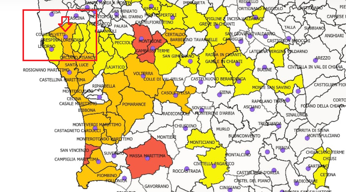 SICCITÀ: IL TERRITORIO DEL COMUNE DI COLLESALVETTI A LIVELLO DI CRITICITÀ MEDIA