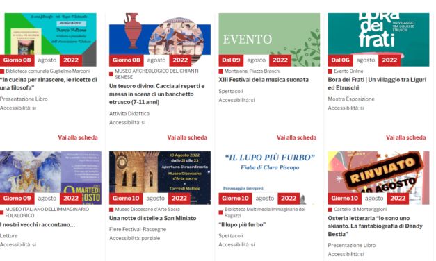 TOSCANA, PUBBLICATI IN UN UNICO CALENDARIO GLI EVENTI CULTURALI DELLA REGIONE