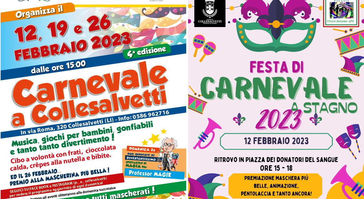 CARNEVALE: ECCO IL PROGRAMMA DELLE FESTE A COLLESALVETTI E STAGNO