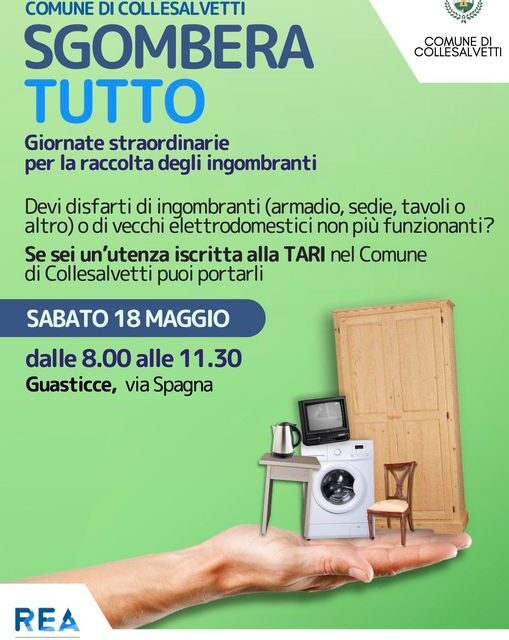 SGOMBERA TUTTO A COLLESALVETTI: GIORNATA STRAORDINARIA PER LA RACCOLTA DEI RIFIUTI INGOMBRANTI