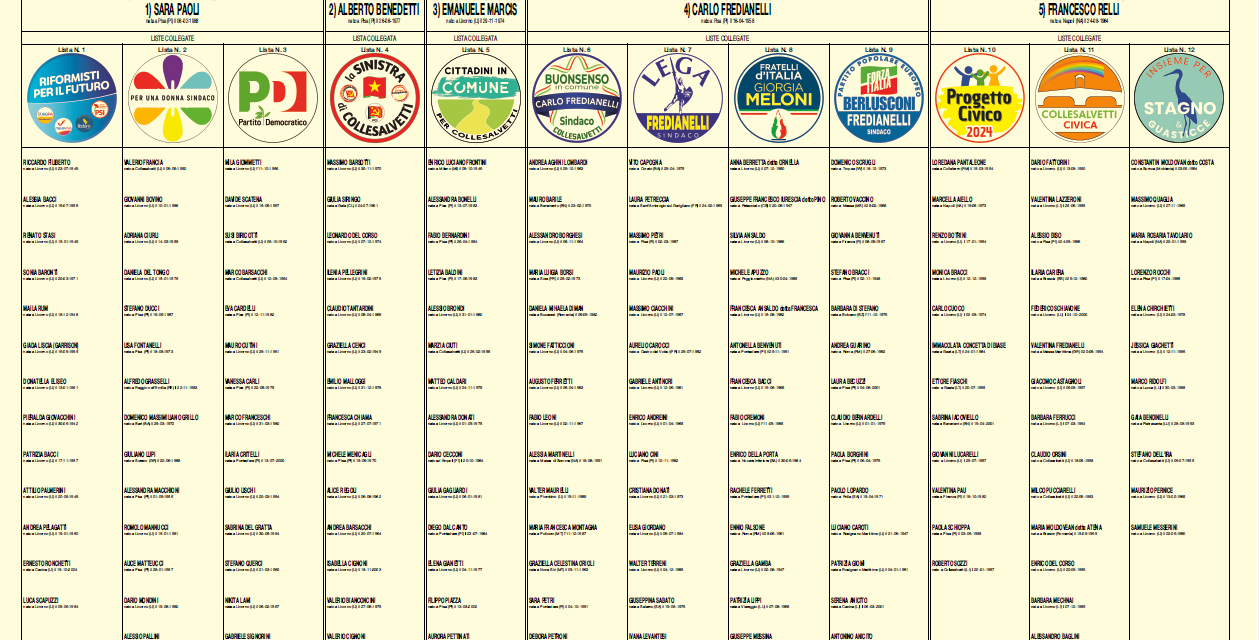 ELEZIONI COMUNALI A COLLESALVETTI: ECCO QUALI SONO I CANDIDATI SINDACO ED I LORO PROGRAMMI ELETTORALI