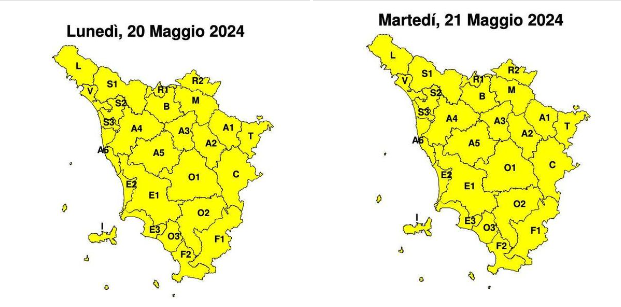 RISCHIO IDROGEOLOGICO E TEMPORALI FORTI DAL 20 AL 21 MAGGIO 2024