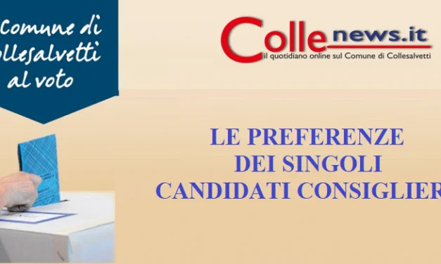 COMUNALI A COLLESALVETTI: ECCO LE PREFERENZE PER I SINGOLI CANDIDATI CONSIGLIERI. IL PIÙ VOTATO? DARIO FATTORINI