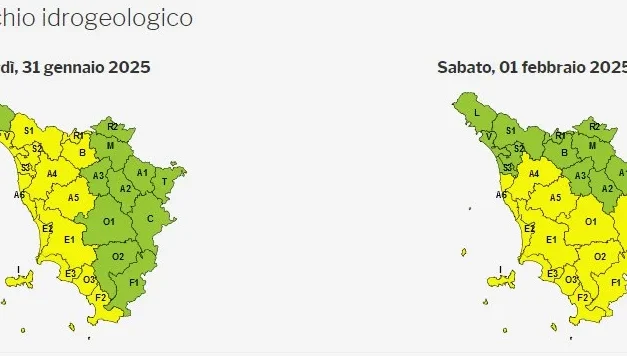 ALLERTA GIALLA FINO VENERDÌ 31 GENNAIO PER RISCHIO IDROGEOLOGICO E TEMPORALI FORTI